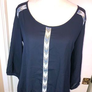 Blue Boho Top Sz M